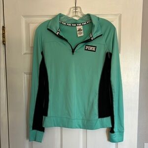 PINK Victoria's Secret Teal and Black V-Neck Sweater